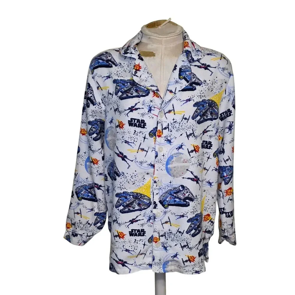 POTTERY‎ BARN KIDS STAR WARS MILLENNIUM FALCON FLANNEL PAJAMA TOP Size Small